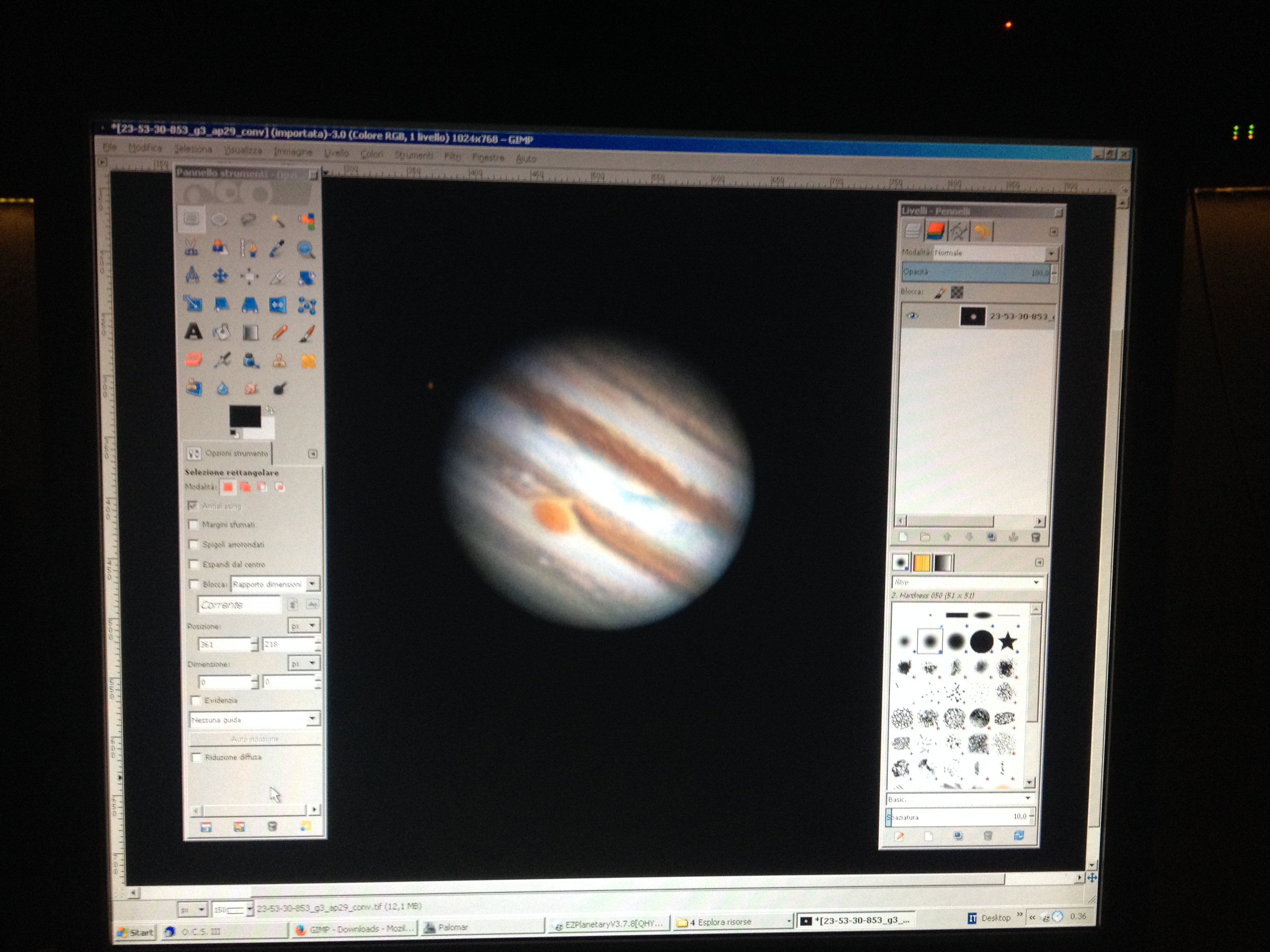 Giove in fase di elaborazione